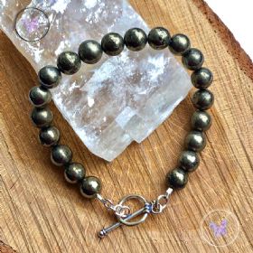 Pyrite Healing Bracelet With Silver Toggle Clasp